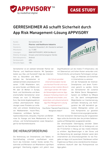 Appvisory & Gerresheimer AG