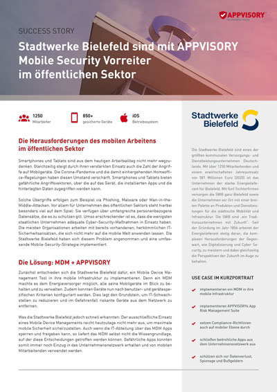 Success Story Stadtwerke Bielefeld mit APPVISORY Mobile Security