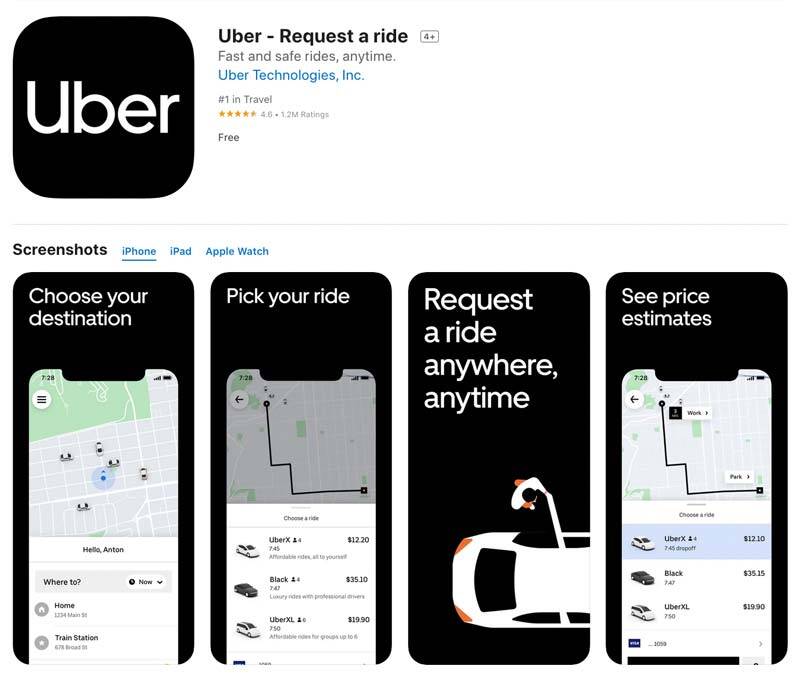 Uber App im App Store