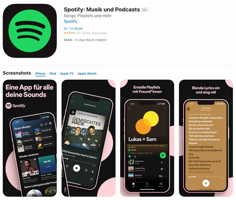Spotify App Datenschutz sicher Apptest